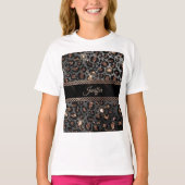 Speciaal Trendy Leopard Black Gold Glitter T-shirt (Voorkant)
