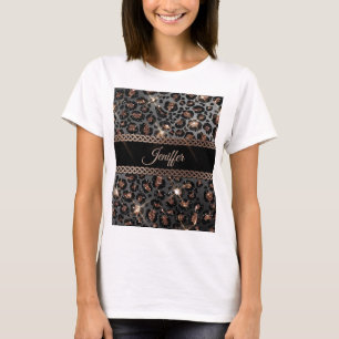 Speciaal Trendy Leopard Black Gold Glitter T-shirt