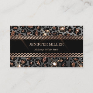 Speciaal Trendy Leopard Black Gold Glitter Visitekaartje