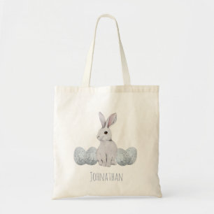 Speciaal uitgelijnde blauwe konijnenbunny Easter H Tote Bag