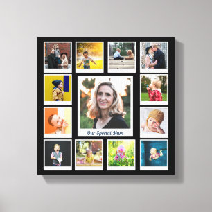 Speciaal uitgelijnde vierkant fotocollage familie canvas afdruk