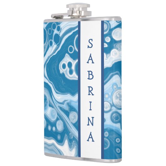 Speciaal uitgeruste blauwe digitale fluid Art-marm Heupfles (Links)