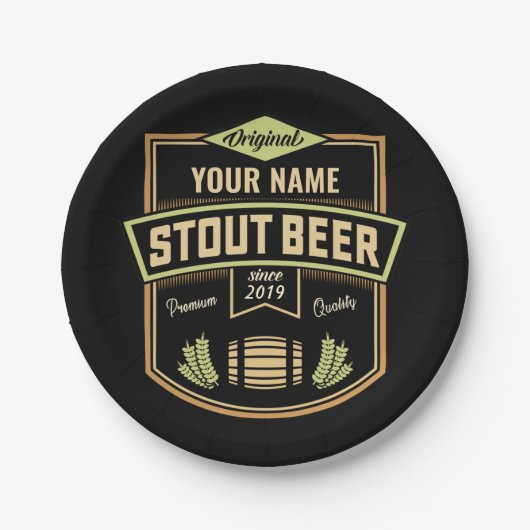 Speciaal uitgeruste donkere brouwerige brouwerijba papieren bordje (Voorkant)