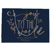 Speciaal uitgeruste kerstmarineblauw goudbruin groot cadeauzakje (Achterkant)