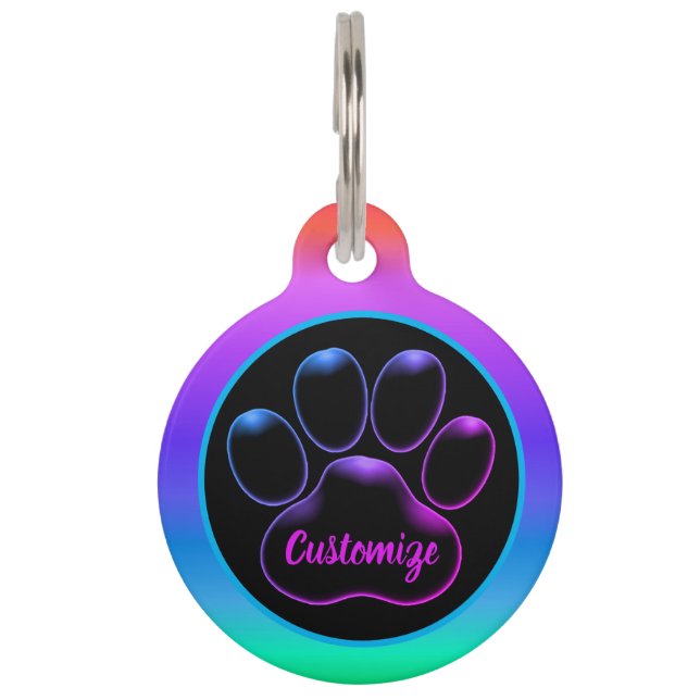 Speciaal uitgeruste Rainbow Paw-afdrukken voor Bri Huisdierpenning (Voorkant)