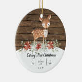 Speciaal uitgeruste Rustic Deer Baby Eerste Kerstc Keramisch Ornament (Rechts)