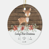 Speciaal uitgeruste Rustic Deer Baby Eerste Kerstc Keramisch Ornament (Links)