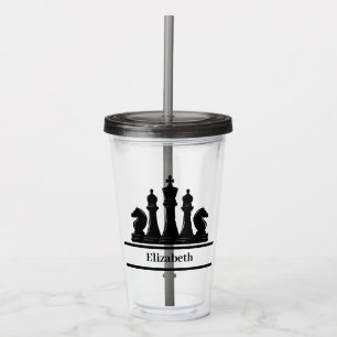 Speciaal uitgeruste zwarte schaakstukken acryl drinkbeker