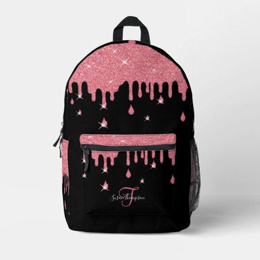 Speciaal uitstrijkroze glittereffect bedrukte rugzak (Voorkant)
