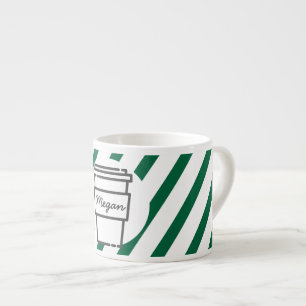 Speciaal uittrekken Koffiebeker Groen gestreept Espresso Kop