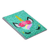 Speciaal Unicorn Blauwgroen Glitter Note Book Notitieboek (Rechterzijde)