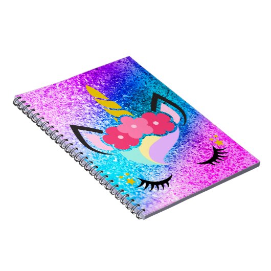 Speciaal Unicorn Ombre Glitter Note Book Notitieboek (Rechterzijde)