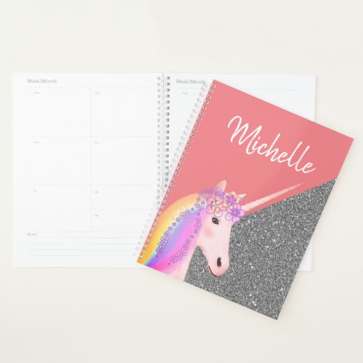 Speciaal Unicorn Pastel Rainbow Glitter Planner (Display)