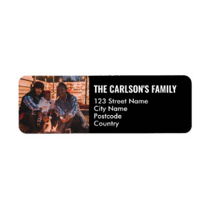 Speciaal uw foto in zwart Lijst met teksten Etiket