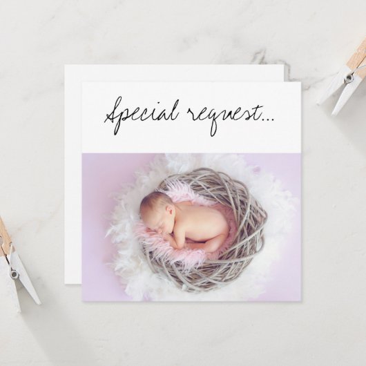 Speciaal verzoek Mijn GodOuder Baby in een Nest zi Kaart (Voorkant / Achterkant in situ)