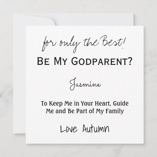 Speciaal verzoek Mijn GodOuder Baby in een Nest zi Kaart (Achterkant)