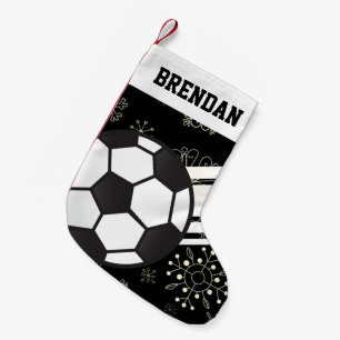 Speciaal Voetbal Sporty Stripes Black Kleine Kerstsok