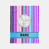 Speciaal volleybalroze paarse strepen fleece deken (Voorkant)