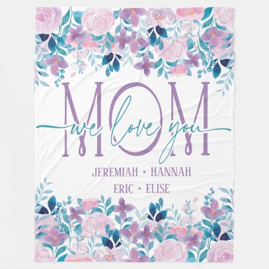 Speciaal voor mam met Blush Flowers Fleece Deken (Voorkant)