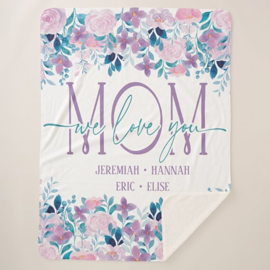 Speciaal voor mam met Blush Flowers Sherpa Deken (Voorkant)