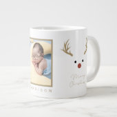 Speciaal voor rendieren bestemde foto en naam kers extra grote beker (Voorkant rechts)