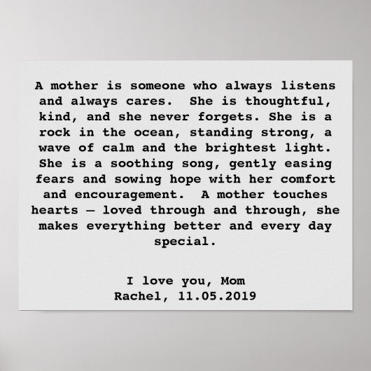 Speciaal Wall Art Gift voor mama met woorden Poster (Voorkant)