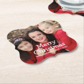 Speciaal witscript, prettige kerstfoto kartonnen onderzetters (Gekanteld)