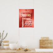 Speciaal Word Art 40th bruiloft Poster (Keuken)