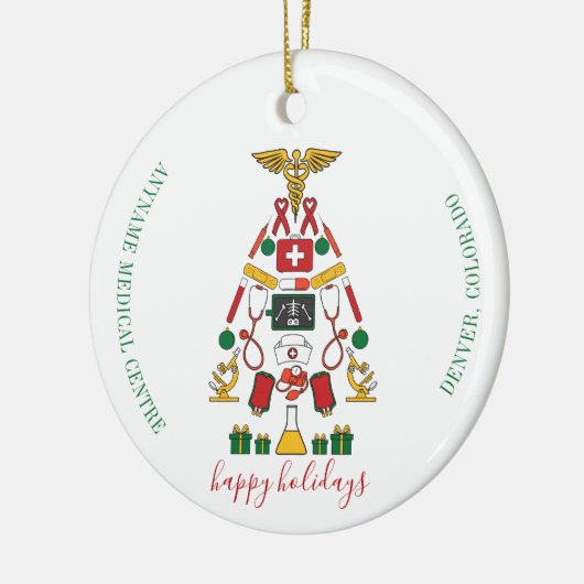Speciaal zakelijk medisch centrum voor kerstmis keramisch ornament (Links)