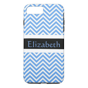 Speciaal Zigzag Chevron Pattern Blue & White iPhone 8 Plus / 7 Plus Hoesje