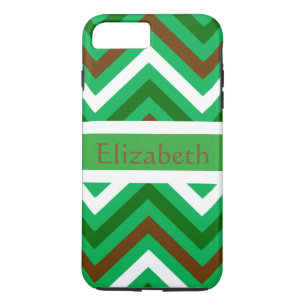 Speciaal Zigzag Chevron Pattern Green & White iPhone 8 Plus / 7 Plus Hoesje