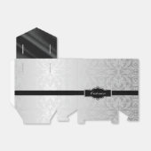 Speciaal Zilver en Zwarte Damasvetdoos 2 Bedankdoosjes (Uitgevouwen)