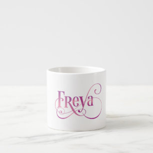 Speciaal Zonnescript Freya Pink op zwart Espresso Kop