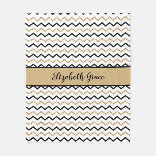 Speciaal zwart-wit Chevron Zig Zag Fleece Deken (Voorkant)