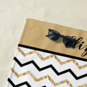 Speciaal zwart-wit Chevron Zig Zag Strandlaken (In situ)