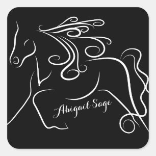 Speciaal  zwart-wit, Silhouette Horse Vierkante Sticker