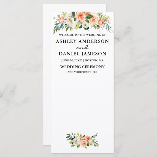 Spécial 3 - Programme de mariage floral (Devant / Derrière)