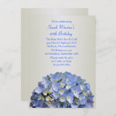 Special Birthday Party Blue Hydrangea Invitation (Devant / Derrière)