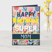 Special Blue Floral Happy Birthday Kaart (Gele Bloem)