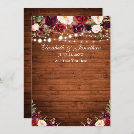 Spécial - Carte du programme de mariage 1 (Devant / Derrière)