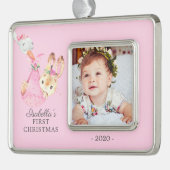 Special Delivery Bunny First kerstfoto Verzilverd Kader Ornament (Links)