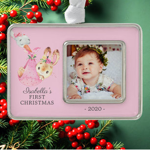 Special Delivery Bunny First kerstfoto Verzilverd Kader Ornament