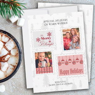 Special Delivery Kerstkaart met foto postzegels