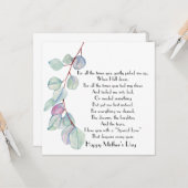 Special Love Moederdag Poem Flat Kaart (Voorkant / Achterkant in situ)