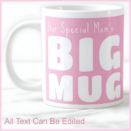 Special Mom's Big Pink C90 & White Fun Nieuwigheid Extra Grote Beker