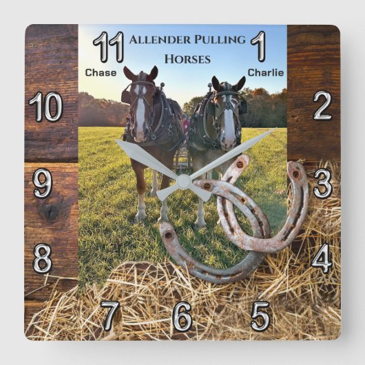 Special Order, Chase en Charlie Horse Clock Vierkante Klok (Voorkant)