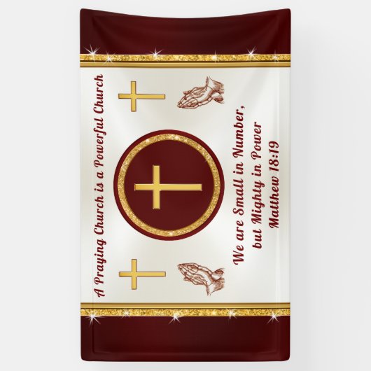 Special Order Church Banner, Burgundy en Gold Spandoek (Verticaal)