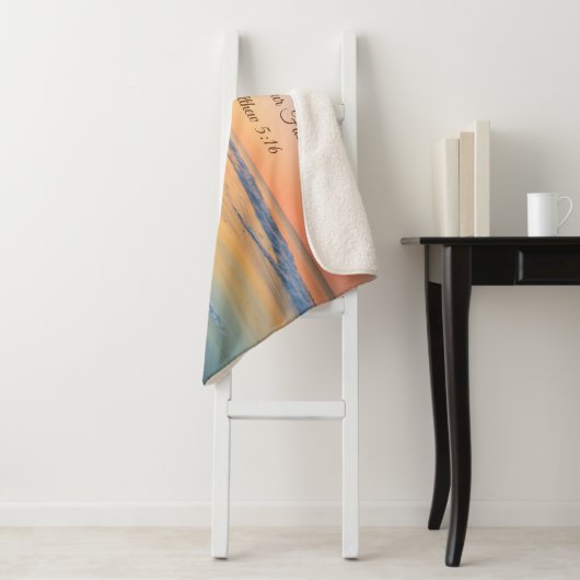Special Order Winter Beach Sunset Sherpa Blanket Sherpa Deken (In situ)