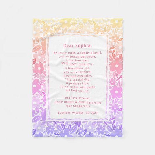 Special Prayer Baptism Fleece Blankets Godchild (Voorkant)
