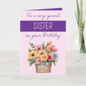 Special Sister gerbera paarse roze verjaardag Kaart (Voorkant)